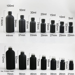 詰め替え可能な香水5ml 10ml 15ml 20ml 30ml 50ml 100mlブラックフロストガラスエッセンシャルオイルボトル、ブラックキャップ付き - Product Image 3
