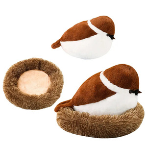 Toptan yumuşak sevimli serçe kuş oyuncak bebek özel peluş Sparrow dolması hayvan ses düğmesi ekleyebilirsiniz - Product Image 5