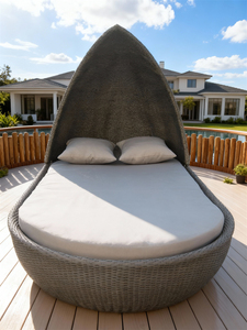 Độc đáo hình giọt nước ngoài trời wicker ngu gục với tán tùy chọn màu sắc UV kháng mây Patio hồ bơi biệt thự đồ nội thất - Product Image 2