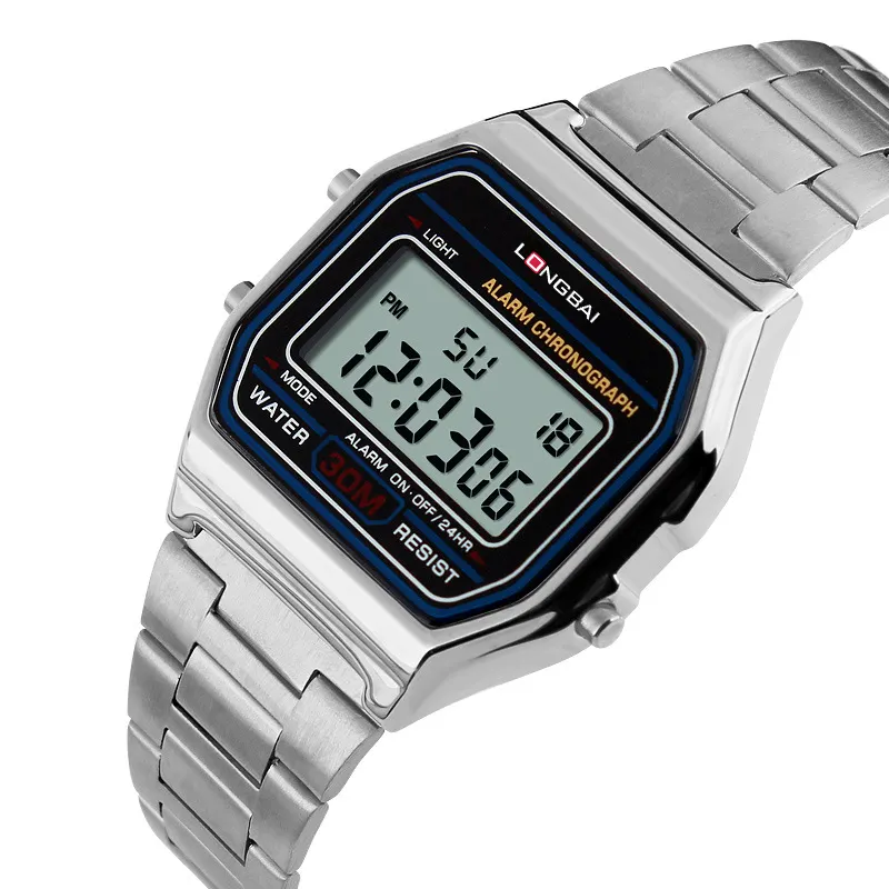 Rolojes Classic Sports Custom Cronógrafo Relógios De Pulso Aço Inoxidável Sports Men Led Relógios Eletrônicos Digitais
