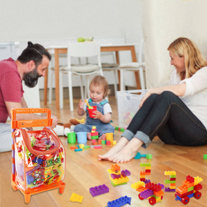 Çekme araba sırt çantası erken öğrenme bebek blok oyuncak plastik yapı blok yapı oyuncak - Product Image 6