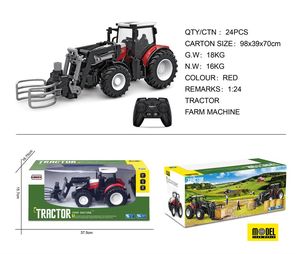 Plastik küçük RC traktör 2.4G 6 kanal 1/24 ölçekli elektrikli ışık pencere kutusu ölçekli Model araba 1:24 Set kedi yükleyici Rc 1:24 CN;GUA - Product Image 5