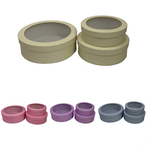 Stok (özel kabul) yüksek kaliteli düz renk 2 takım yuvarlak kutu yuvarlak pvc pencere ile çiçek hediye kutusu çiçek paketleme kutusu hediye - Product Image 6