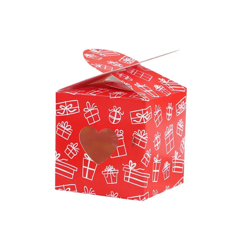 Cartone di Natale rosso 2024 scatola di cartone per biscotti con manico di compleanno pupazzo di neve scatola dei cartoni animati per bambini