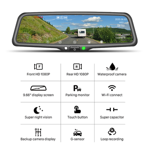 GERMID 9.66&quot; TFT <strong>LCD</strong> HD Monitor Car Security <strong>System</strong> Car <strong>Reverse</strong> Rear View Mirror+Night Vision Backup Camera - Product Image 2