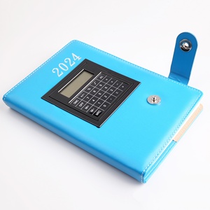 Diario de cuero pu con calculadora, diario de negocios, planificador de promoción personalizado, 2024