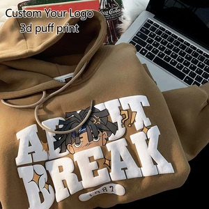 Oem dtg Hoody עבה כותנה כבד קפוצ 'ון מותאם אישית 3d קצף להדפיס לוגו גרפי pullover גברים קפוצ' ון לגברים