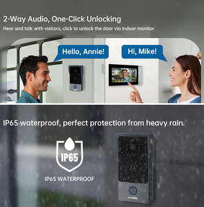 Sistema de intercomunicación de vídeo bidireccional de 7 pulgadas Trudian para interiores, 2 monitores, 1 Kit de estación para exteriores, puerta delantera, teléfono, cámara, timbre para Villa - Product Image 6