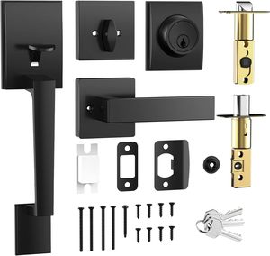 ホームセキュリティマテル黒亜鉛合金ハンドルセットロック3キーフロントドア入口 - Product Image 4