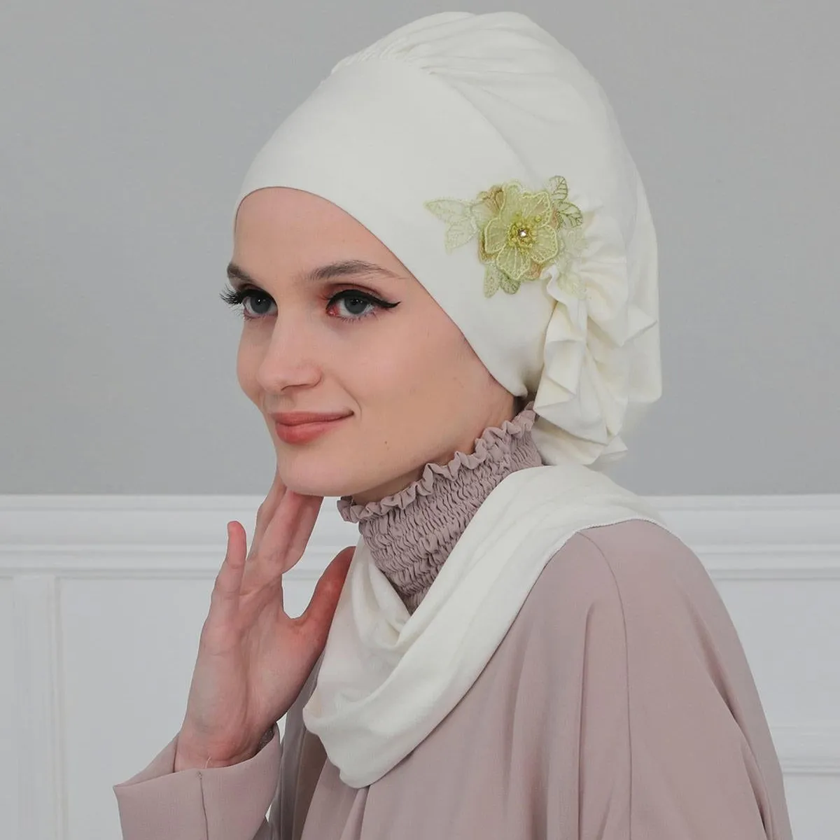 MOTIVE FORCE Novo modelo de moda design personalizado turbante cachecol cabeça envoltório logotipo personalizado Malásia mulher muçulmana turbante para atacado