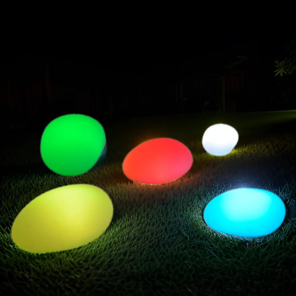 芝生光るボール/16色変更充電式3D月照明ボール大きな石の装飾屋外