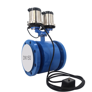 Nueva Salida de pulso DN150 Sensor de medidor de agua Pantalla inteligente Medidor de flujo electromagnético alimentado por batería