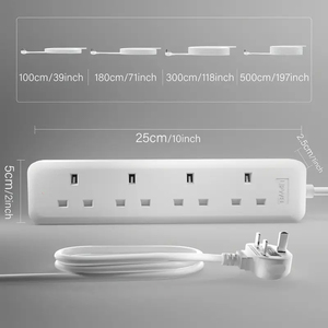 Diseño simple 4 enchufes con PC resistente al fuego Cuerpo Puerta DE SEGURIDAD Protecciones múltiples Cable de extensión móvil estándar del Reino Unido - Product Image 4