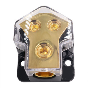 Calibre 0/2/4 AWG Entrada de coche Calibre 4/8/10 Salida Amp Tierra Terminal de 2 vías Divisor de bloque de distribución de energía para Audio de barco automático