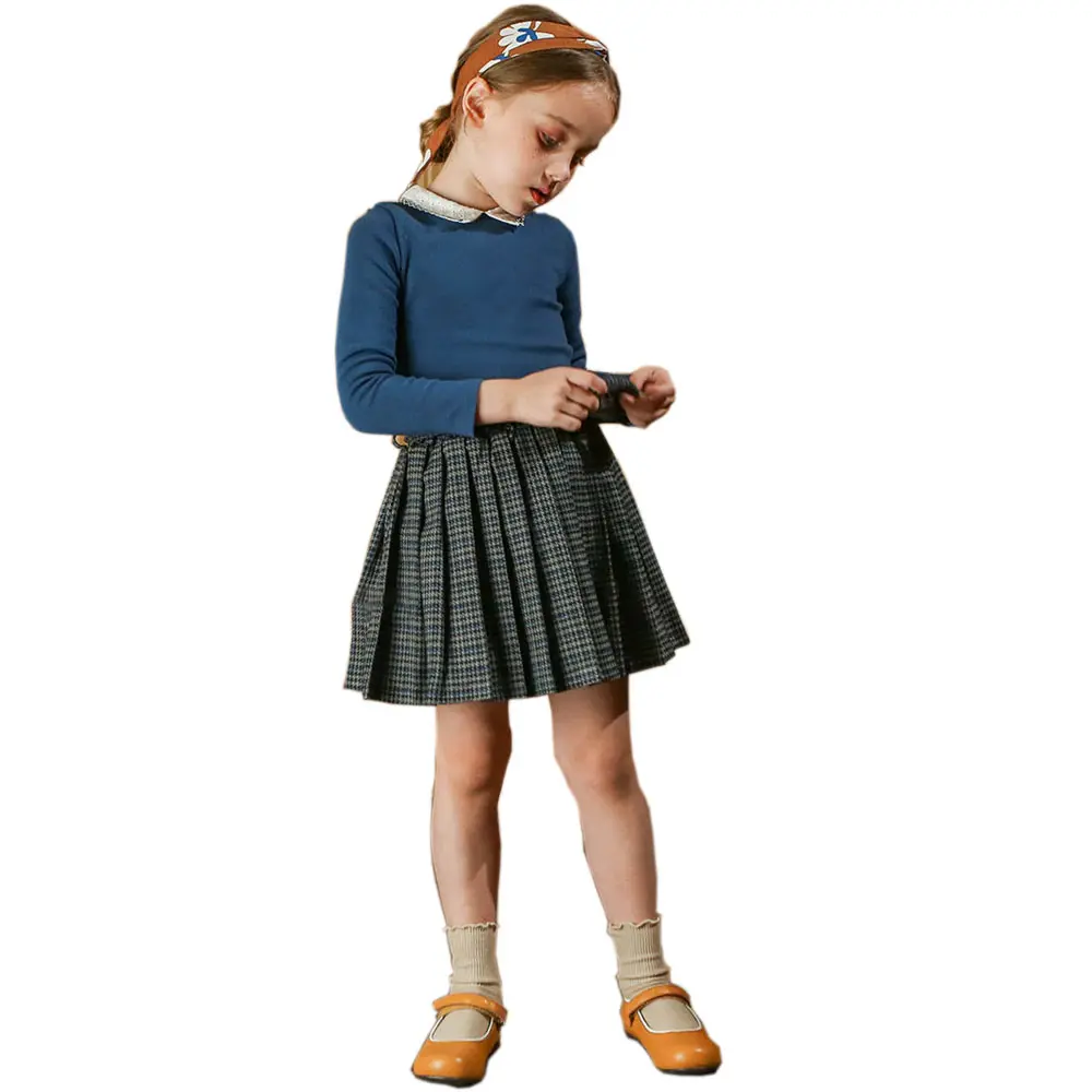 مدرسة الأطفال الملابس المدرسة زي تنكري لفتاة قصيرة مطوي تنورة