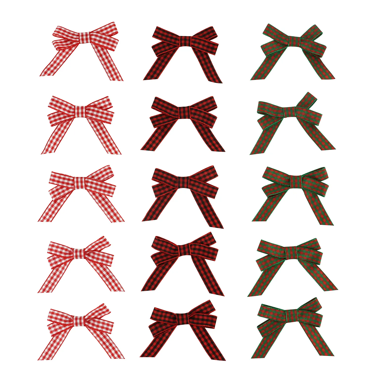 Red And White Holiday Decoration Mini Wrapping Self Adhesive Small Pre Made Wired Edge Ribbon Christmas Bow For Gift Wrapping