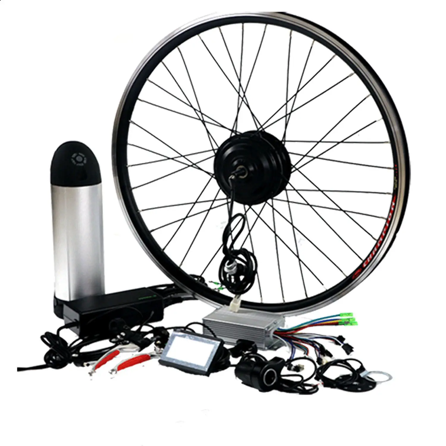 Offre Spéciale Fat Ebike Jante 26 ''Kit de moteur de moyeu sans engrenage sans balais Fat Bike électrique Kits de Conversion bricolage batterie au Lithium LCD 36V pouce