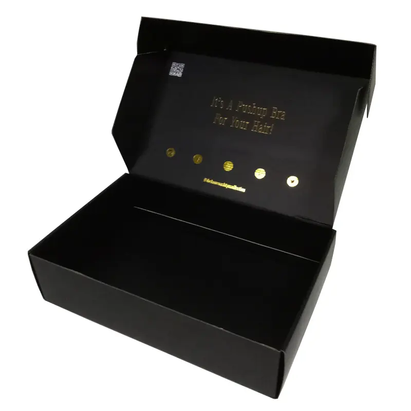 Individuelles logo design luxus schwarz well mailing geschenk kleidung verpackung versand karton karton boxen