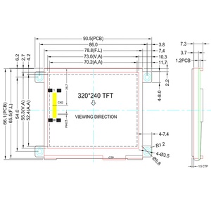 3,5 Zoll 320x240 Farbe tft 8080 6800 SPI I2C-Schnittstelle LCD-Display mit kapazitivem Touchscreen