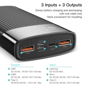 [Estoque] Alta Capacidade 20000mah Bateria Externa PD + QC 3.0 Carregamento Rápido Powerbank <span class=keywords><strong>Digital</strong></span> <span class=keywords><strong>Display</strong></span> Power Bank 20000mah