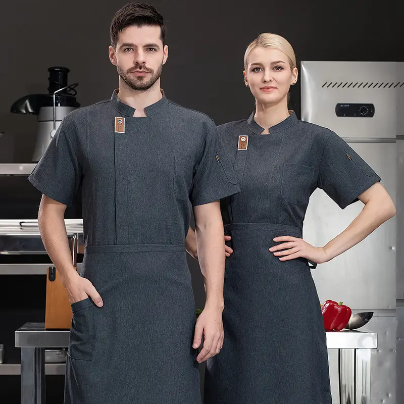 Robe de chef personnalisée vêtements d'été à manches courtes pour restauration d'hôtel vêtements de cuisine arrière de restaurant pâtisserie vêtements de travail