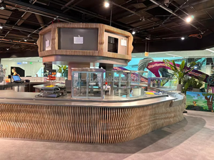 Bàn tiếp tân bằng gỗ nguyên khối, bàn tiếp tân đặt hàng riêng, bàn tiếp tân nhà máy, bàn tiếp tân hội trường triển lãm, bàn thu ngân khách sạn - Product Image 5