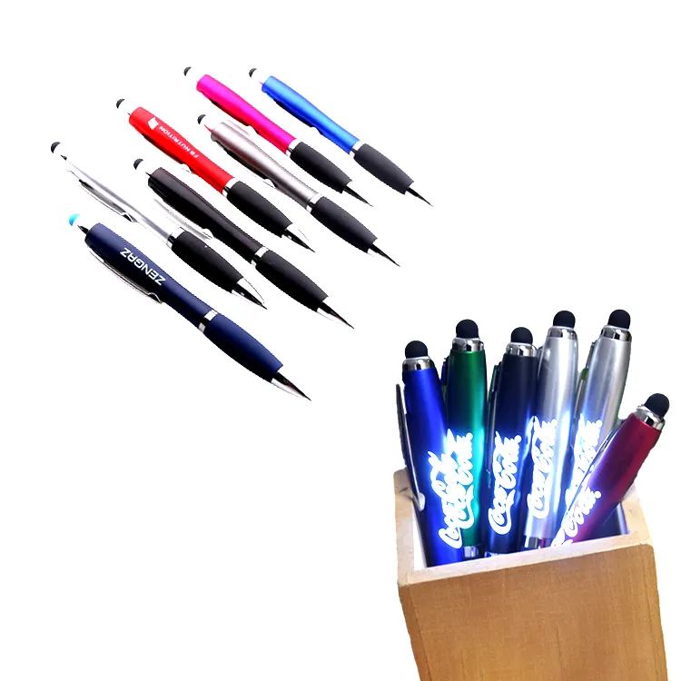 Cadeau promotionnel stylo imprimé lumière LED bureau en plastique Logo personnalisé stylo à bille pour produit publicitaire