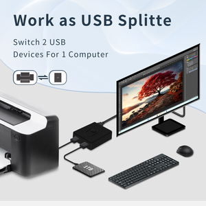 KVM USB3.0交换机2x11x2双向通用串行总线切换器2端口共享1键盘鼠标打印机设备2端口集线器 - Product Image 4