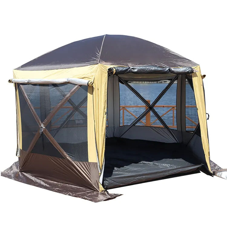 आउटडोर 6-8 व्यक्ति परिवार तम्बू निविड़ अंधकार उद्यान Foldable मच्छर NetTent डेरा डाले हुए समुद्र तट तम्बू