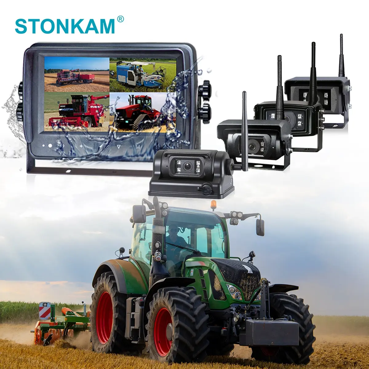 STONKAM camion senza fili sistema di telecamere Touchscreen impermeabile ricaricabile digitale Wireless telecamera posteriore per autocarri pesanti