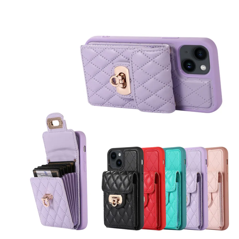 Sacos de moda Senhoras Mulheres Carteira de Cartão de Bolso Do Telefone Móvel Caso para iPhone 14 Pro Max