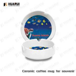 定制城市纪念品海洋海陶瓷咖啡杯带勺子个性化沙滩设计马克杯，理想旅行礼品