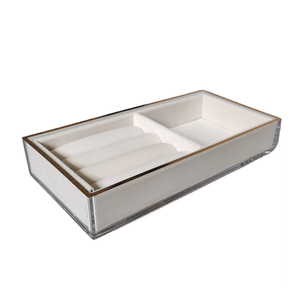 Tuyệt Vời Nhung Mềm Thiết Kế Kim Loại <span class=keywords><strong>C</strong></span>ạnh Với Khung <span class=keywords><strong>Acrylic</strong></span> Bền Khay Đồ Trang Sứ<span class=keywords><strong>c</strong></span> Cho Nhẫn Đá Quý Bông Tai Vòng Đeo Tay Phụ Nữ Đồng Hồ - Product Image 6