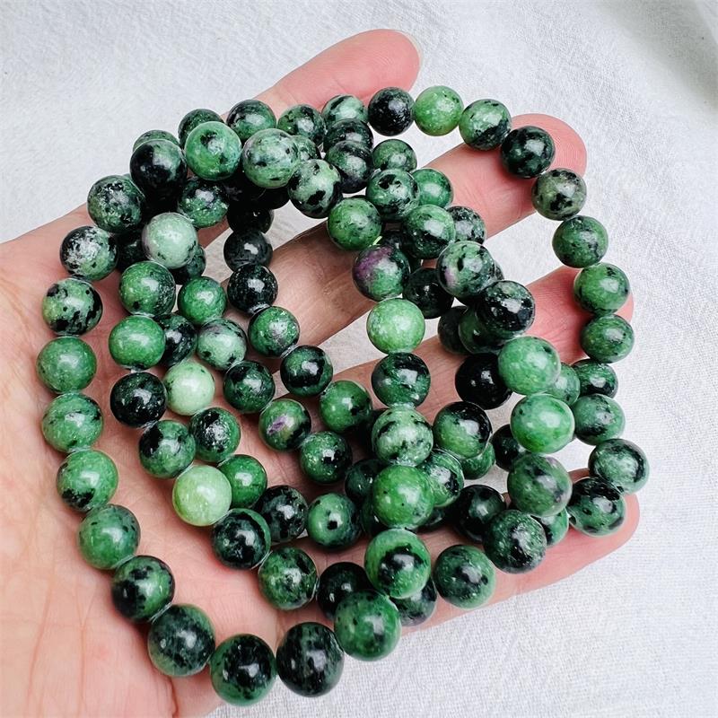 สร้อยข้อมือลูกปัดคริสตัลทับทิม zoisite epidote แบบขัดเงาสำหรับเป็นของขวัญ - Product Image 4