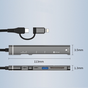 Apple Android TF için yerleştirme istasyonu/USB kart okuyucu USB/tip-c kadın çok fonksiyonlu 5-Port Hub - Product Image 4