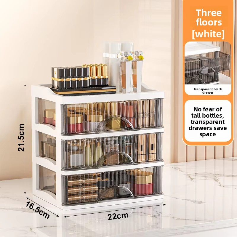 Flat lid, 3 layers, white with black drawer