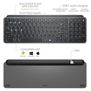 Juego de teclado y ratón inalámbricos, perfil bajo, escritura silenciosa precisa fluida, teclas de tijera, compatible con PC, Linux, Chrome, Mac - Product Image 3