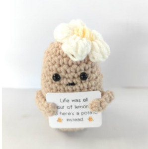 Potato wearing white flower v mouth l card