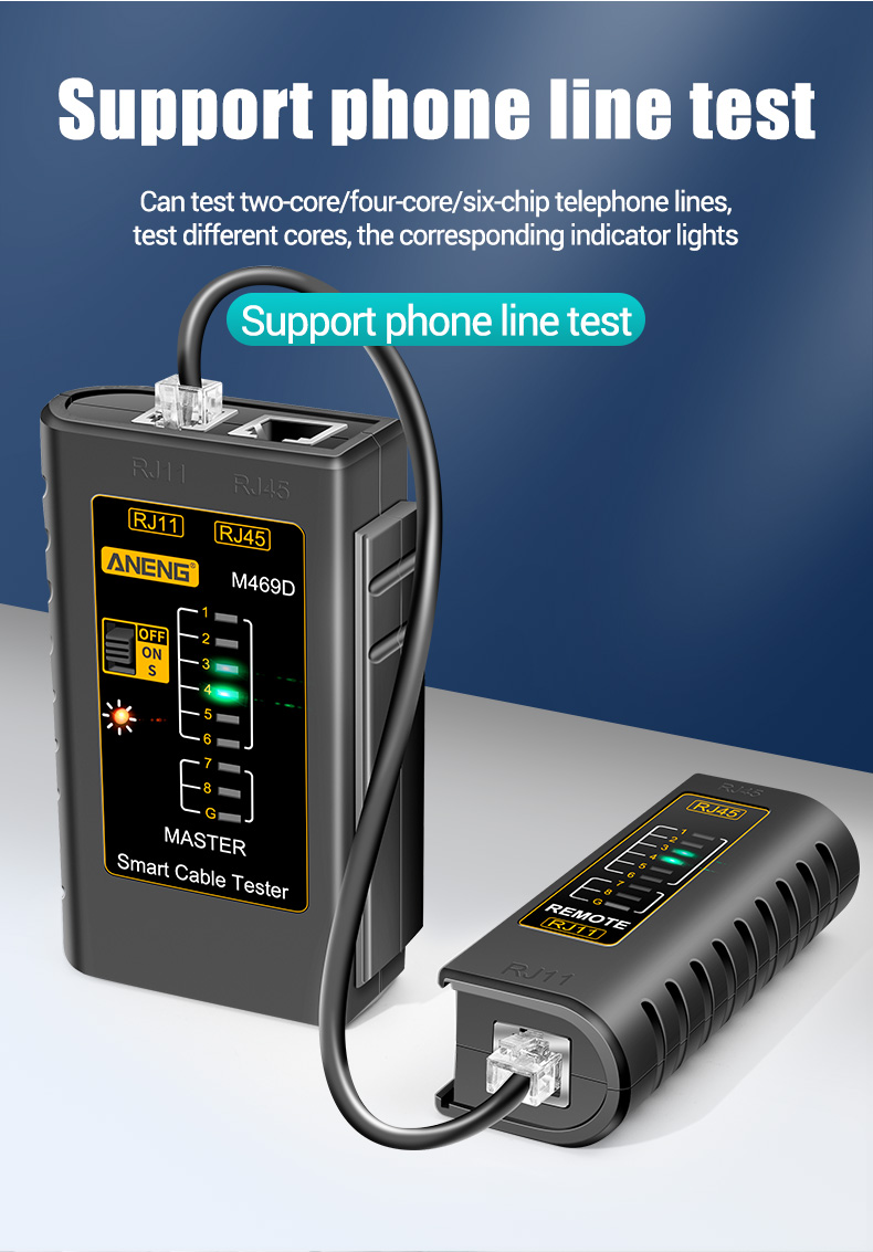 ANENG M469D RJ45 Cable lan tester Network Cable Tester RJ45 RJ11 RJ12 CAT5 UTP LAN Cable Tester Networking Tool network Repair