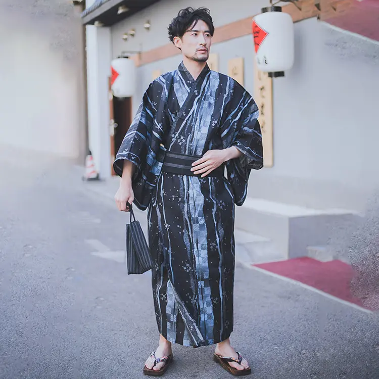 Yukata Hombres Readymade 2021 Khach San japonés Par Homme Kimono tradicional de hombre de verano Yukata vestido