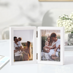 กรอบรูปคู่แบบบานพับ4x6in 1ชิ้นวางในแนวตั้งบนเดสก์ท็อปหรือเคาน์เตอร์กรอบรูปบานพับแบบพับ - Product Image 2