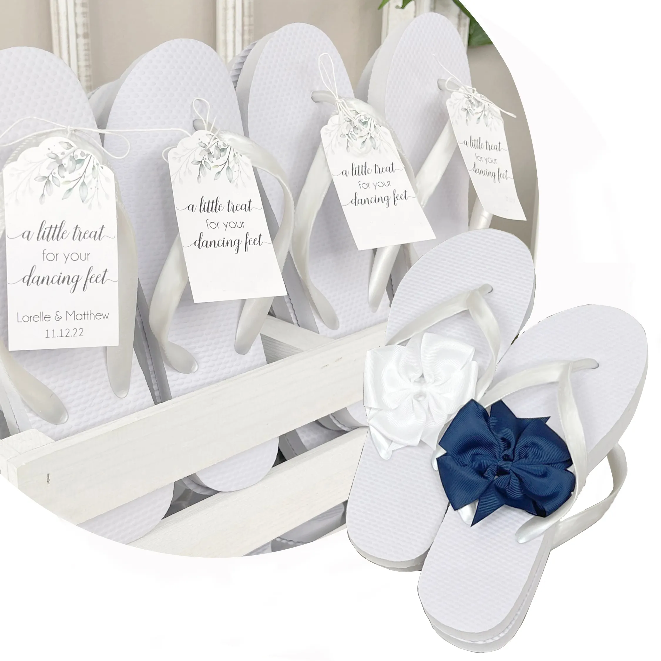 Weiße Hochzeit Flip Flops Strand Braut Flipflops Frauen Hochzeit Flip Flop für Gäste