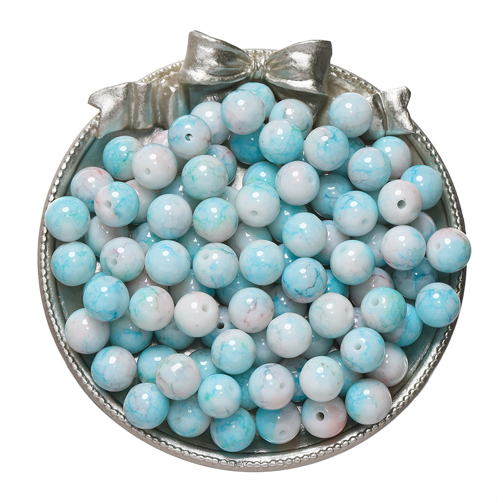 Perles de verre fleur en porcelaine - Bleu poudre