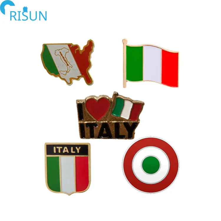 Spilla personalizzata in smalto Italia Logo personalizzato Italia bandiera nazionale scudo smalto smalto spilla Roma rotondo Love Italy I Heart Badge