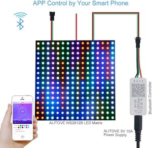 Мини-контроллер WS2811, WS2812B, SK6812RGB, SK6812RGBW, Bluetooth, SP110E, iOS/Android, управление через приложение, 1024 пикселей, 5-24 В - Product Image 5