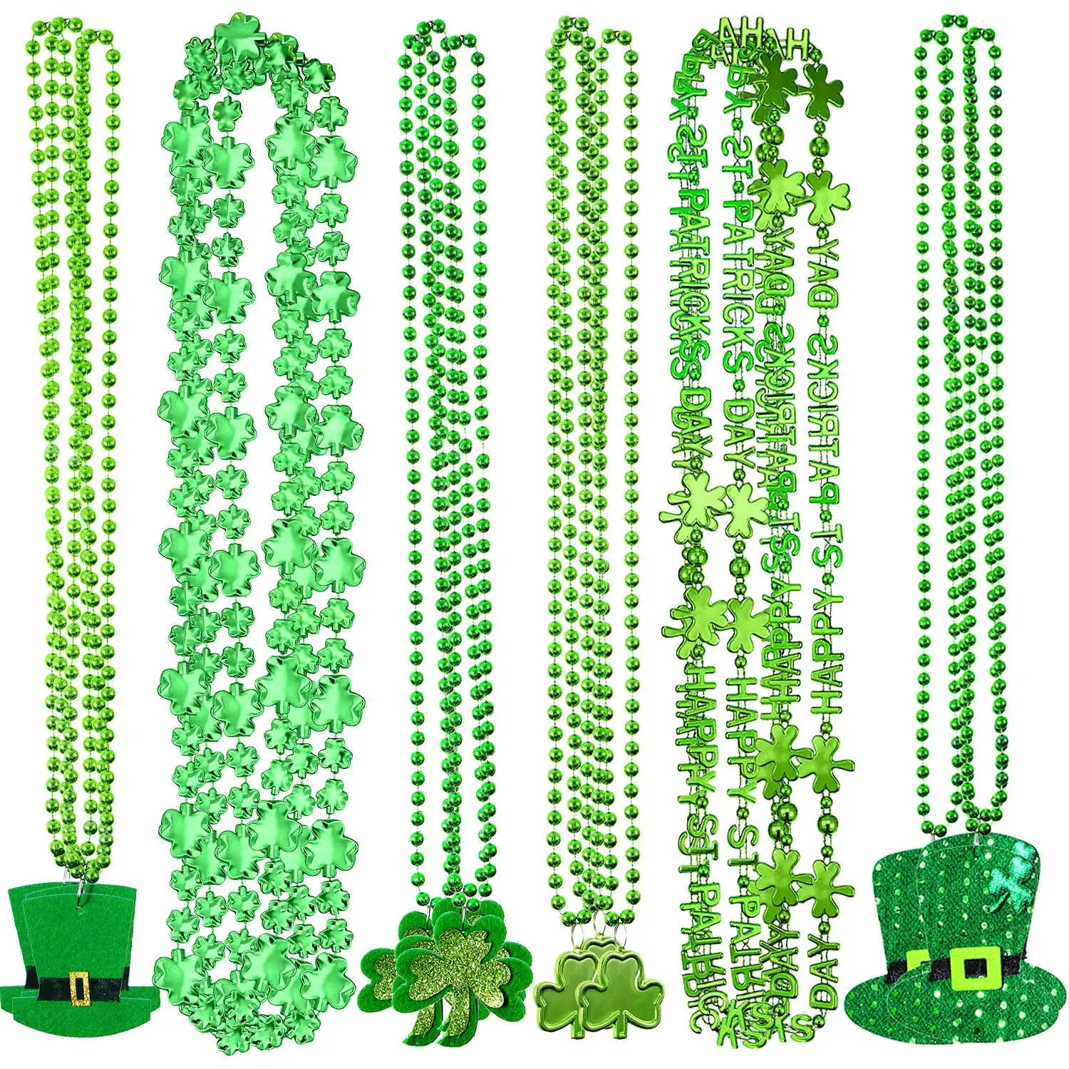 Collana per il giorno di san patrizio collana con ciondolo con perline verdi trifoglio Shamrock per la decorazione degli accessori del Festival delle vacanze SP-45