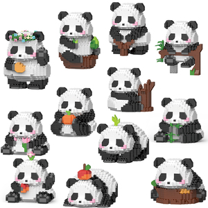 创意DIY组装动物可爱迷你中式动物熊猫积木儿童玩具模型砖 - Product Image 1