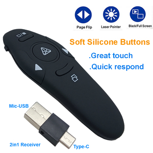 Presentatore senza fili con 2 in1 tipo-C e Micro ricevitore Laser rosso Presenter presentazione Clicker remoto USB PPT penna puntatore - Product Image 2