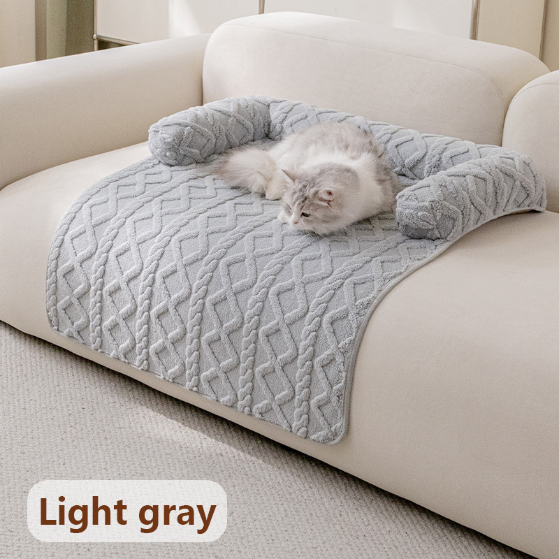 Textured Waterproof Pet Sofa Cushion - Light Gray