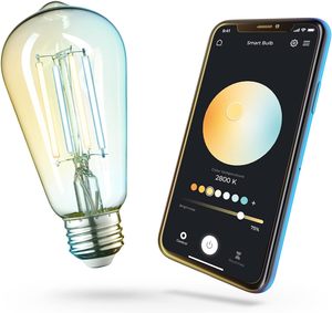 หลอดไฟ LED อัจฉริยะ Wi-Fi 6W ST64 CCT หลอดไฟ LED แก้วสีเหลืองอำพันปรับความสว่างได้2000K-5000K - Product Image 4